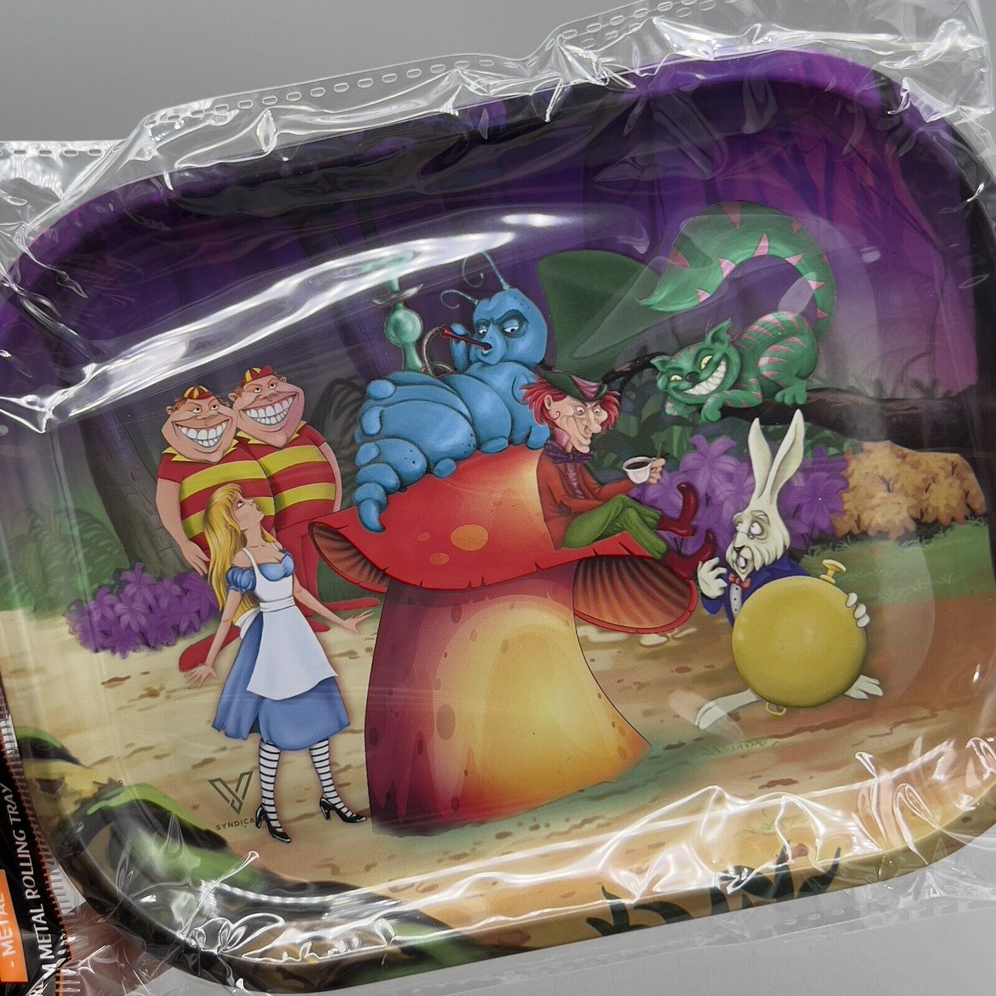 Metal Rolling Tray Alice Wonderland Rollin Tray - 7" x 5.75"