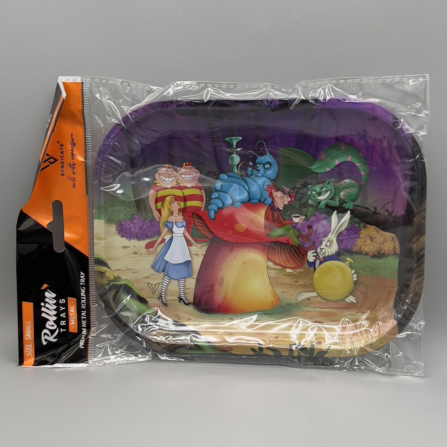 Metal Rolling Tray Alice Wonderland Rollin Tray - 7" x 5.75"