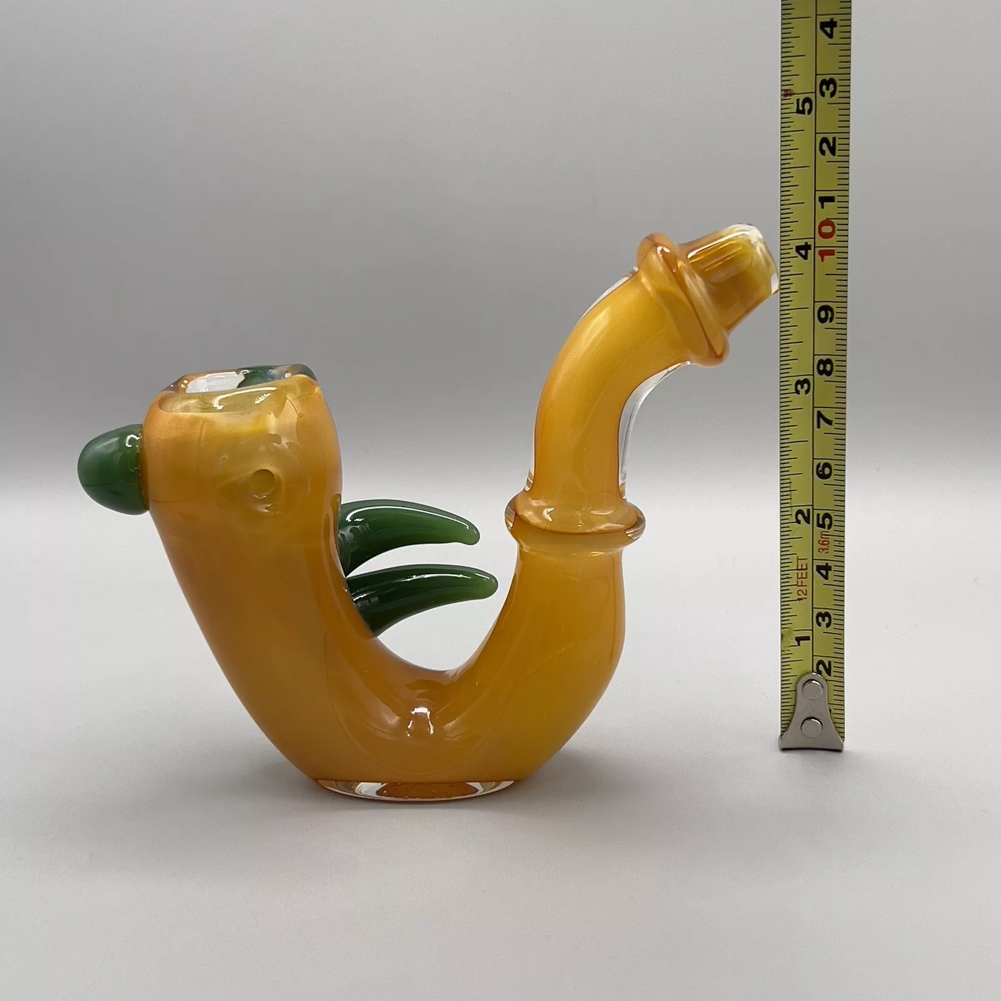 Glass Smoking Pipe Tobacco Bowl Sherlock Style Gold Fumed - 4" Inch