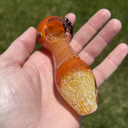 Glass Smoking Pipe Bowl Heavy Thick Gold Fumed Hand Pipe 4.6"