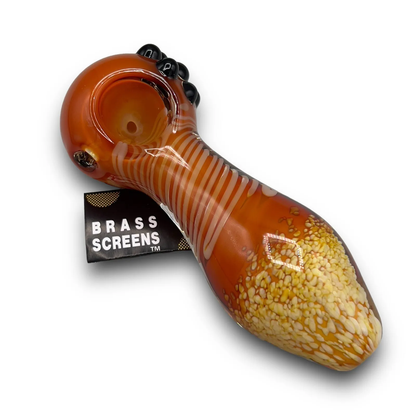 Glass Smoking Pipe Bowl Heavy Thick Gold Fumed Hand Pipe 4.6"