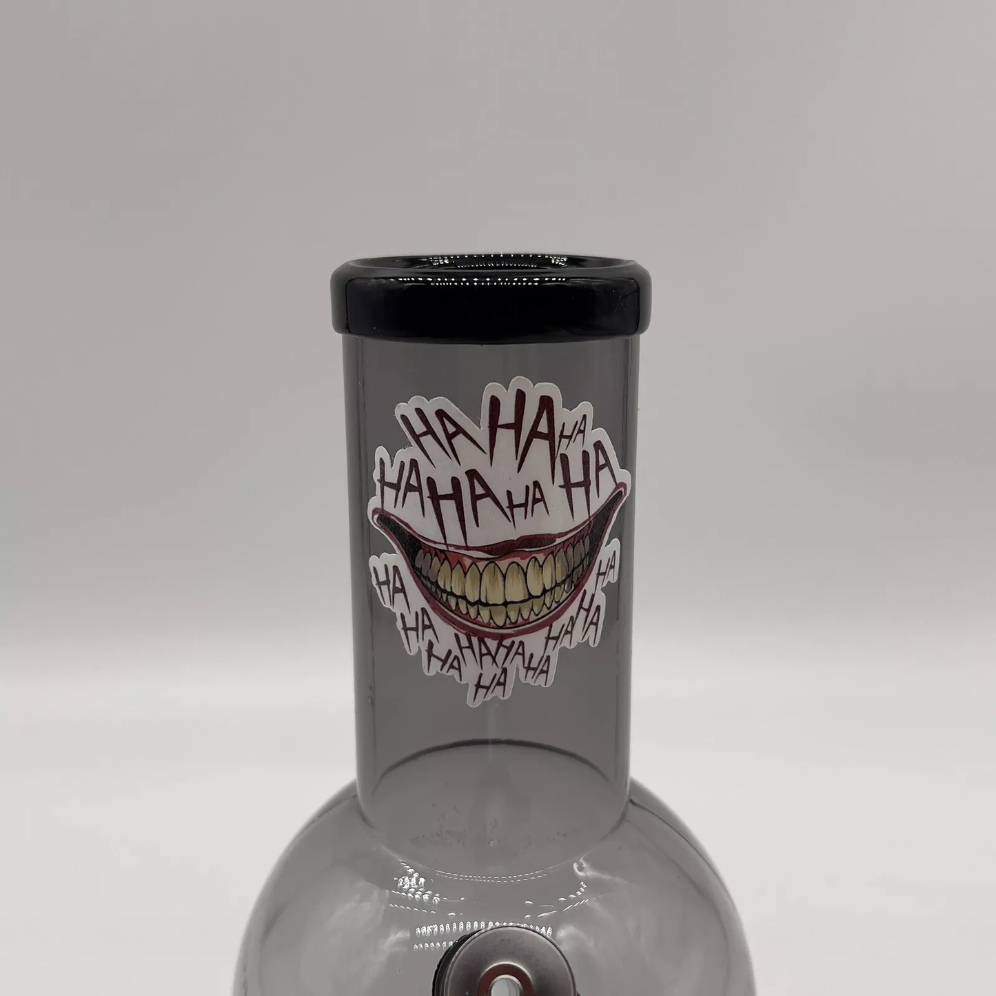 Acrylic JOKER "Ha Ha Ha" Plastic Bong Water Pipe Water Bubbler Tobacco Decal Hookah Black - 8"