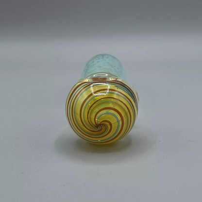 Glass Smoking Pipe Tobacco Glass Bowl Yellow Blue Hue - 4.7" Inch