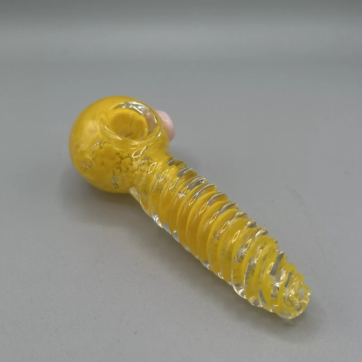 Glass Pipe Smoking Tobacco Twisted Hand Pipe Bowl Yellow - 4.5"