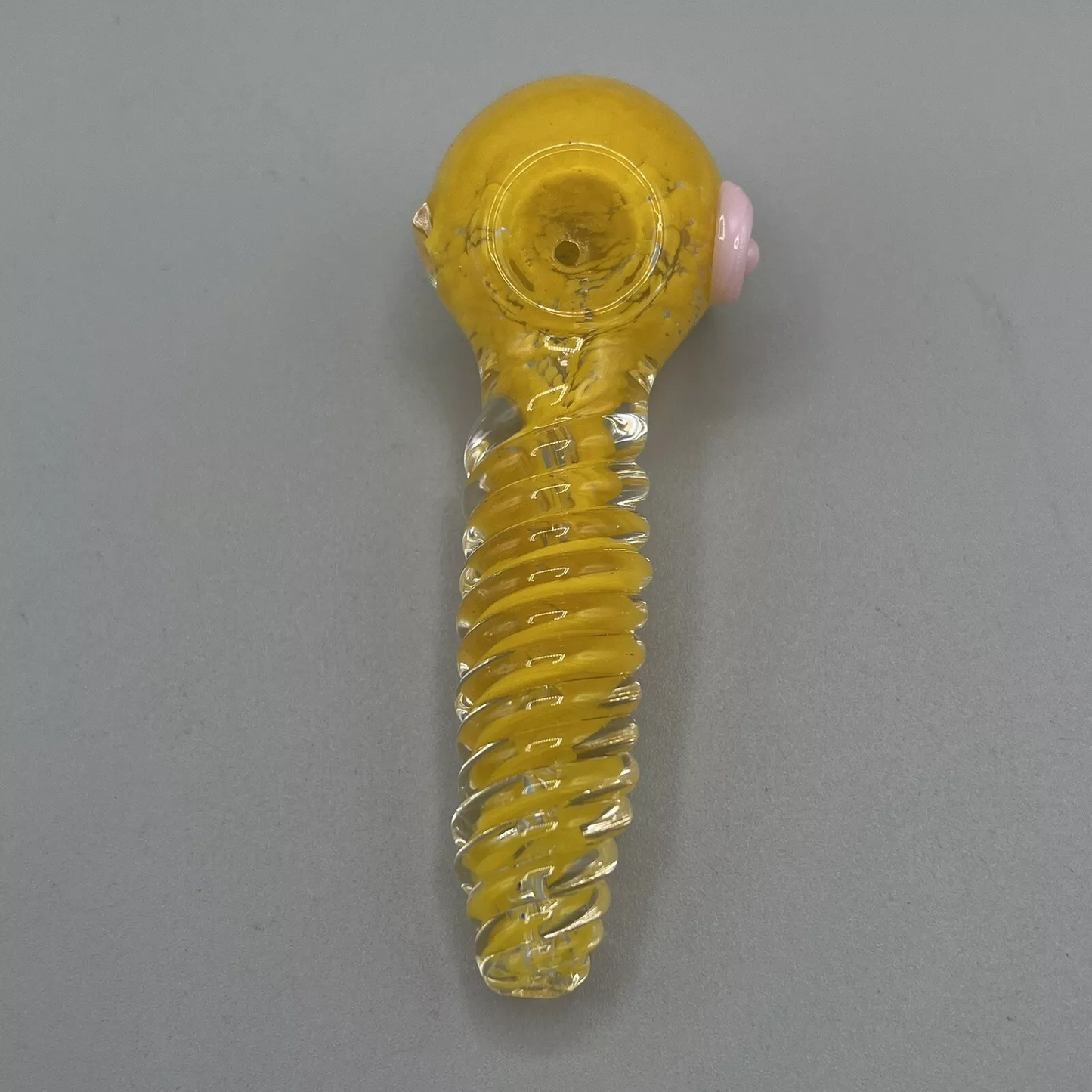 Glass Pipe Smoking Tobacco Twisted Hand Pipe Bowl Yellow - 4.5"