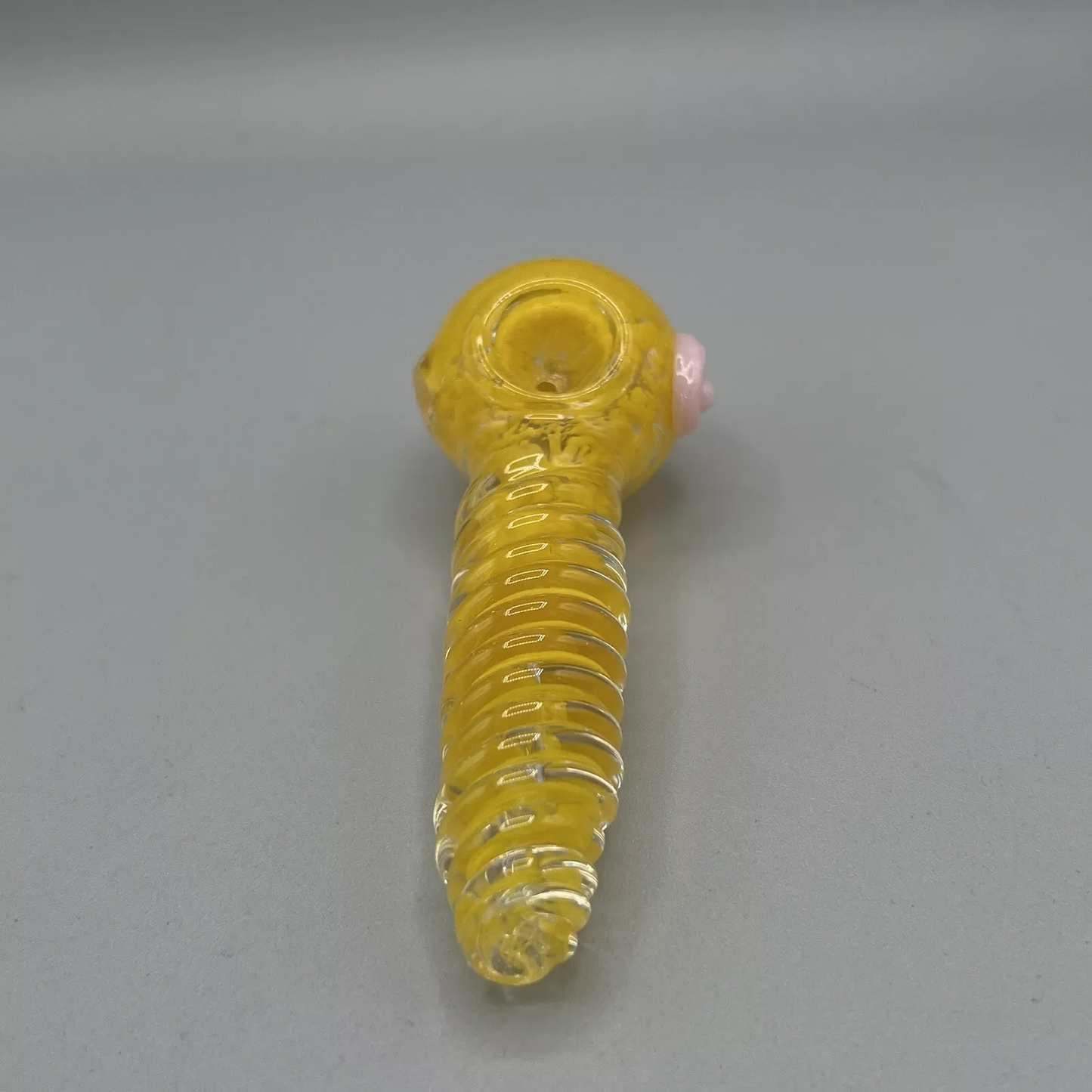 Glass Pipe Smoking Tobacco Twisted Hand Pipe Bowl Yellow - 4.5"