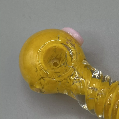 Glass Pipe Smoking Tobacco Twisted Hand Pipe Bowl Yellow - 4.5"