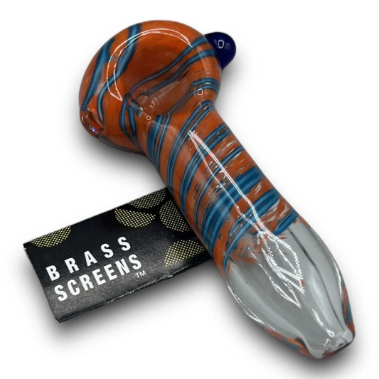 Glass Smoking Pipe Hand Pipe Bowl - Orange/Blue Swirl