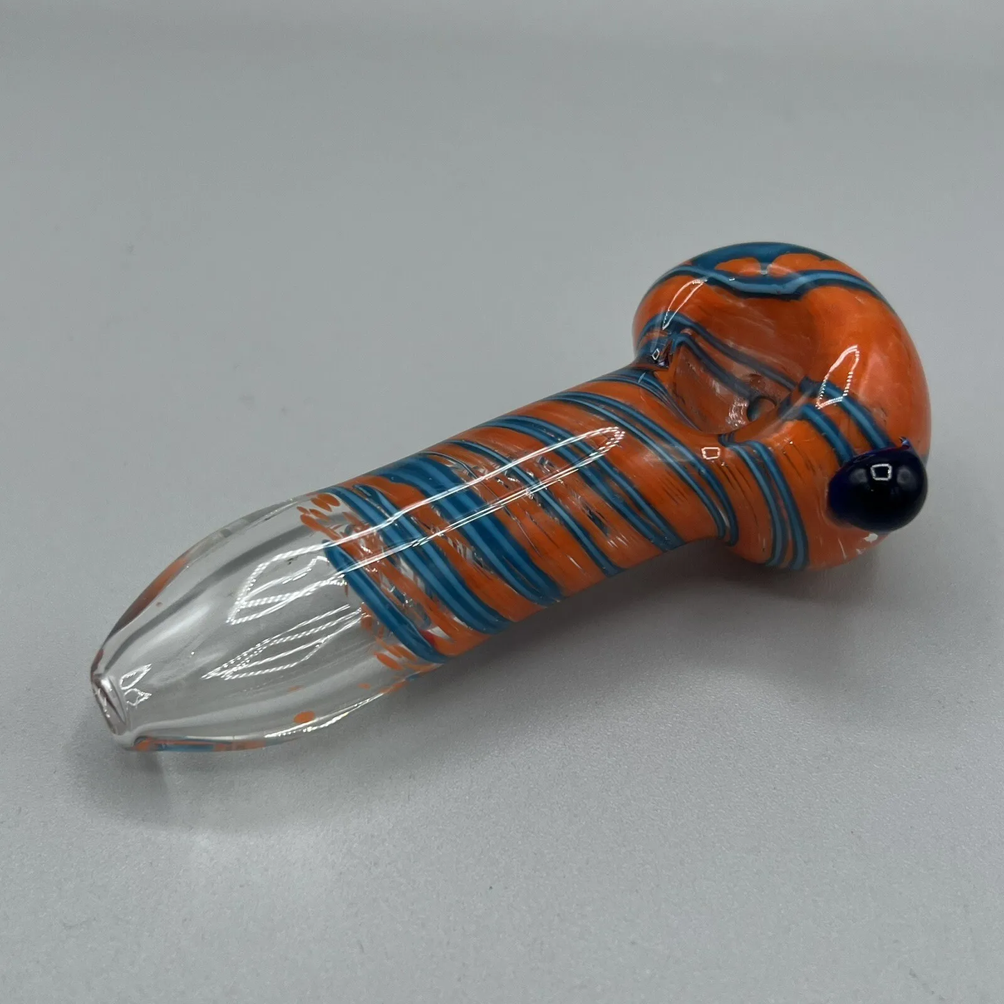 Glass Smoking Pipe Hand Pipe Bowl - Orange/Blue Swirl