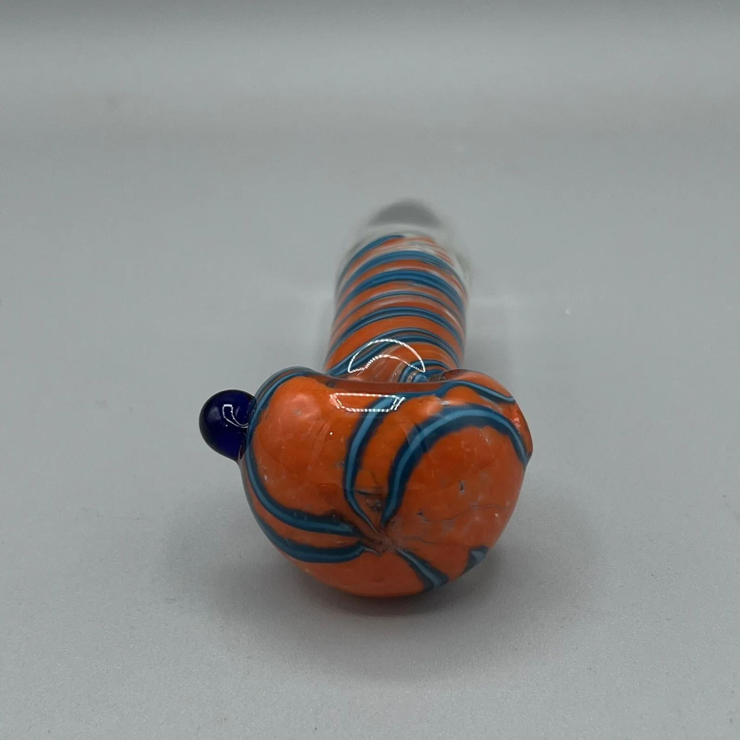 Glass Smoking Pipe Hand Pipe Bowl - Orange/Blue Swirl