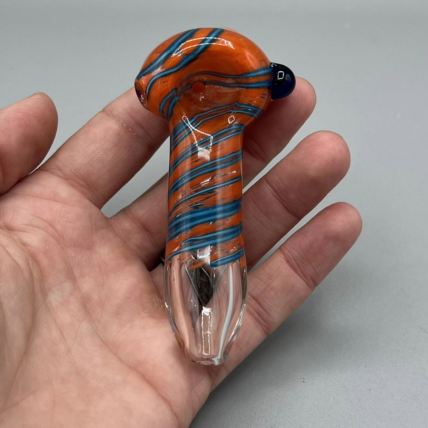 Glass Smoking Pipe Hand Pipe Bowl - Orange/Blue Swirl