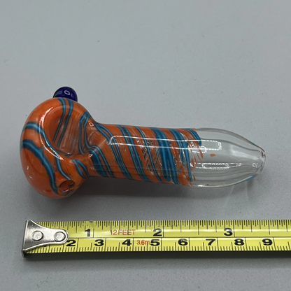 Glass Smoking Pipe Hand Pipe Bowl - Orange/Blue Swirl