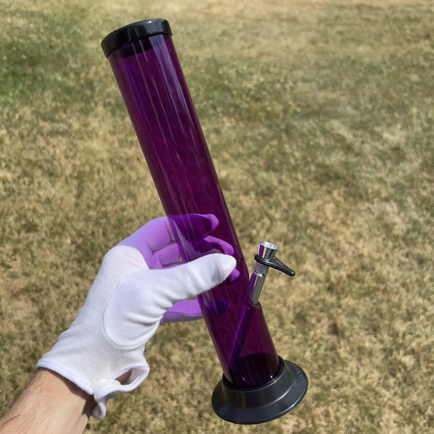 Acrylic Plastic Bong Tall Water Pipe Straight Hookah - 12" PURPLE