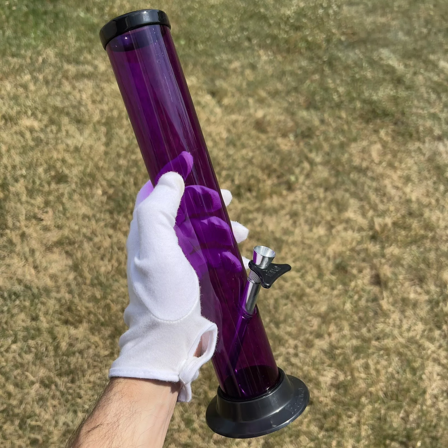 Acrylic Plastic Bong Tall Water Pipe Straight Hookah - 12" PURPLE