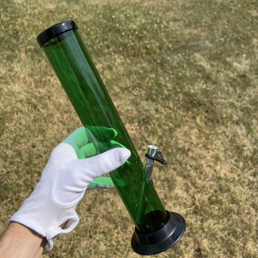 Acrylic Plastic Bong Tall Water Pipe Straight Hookah - 12" GREEN