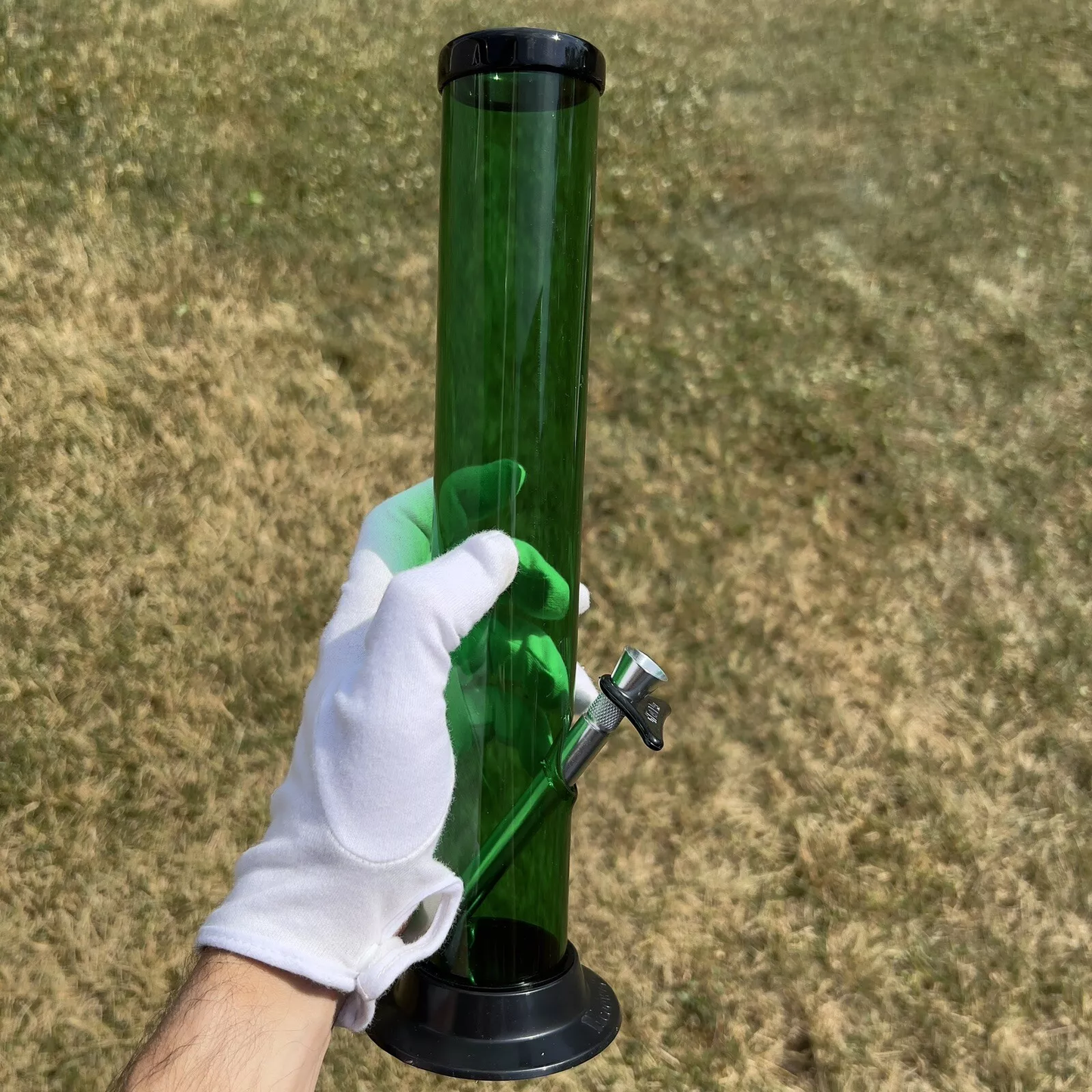 Acrylic Plastic Bong Tall Water Pipe Straight Hookah - 12" GREEN