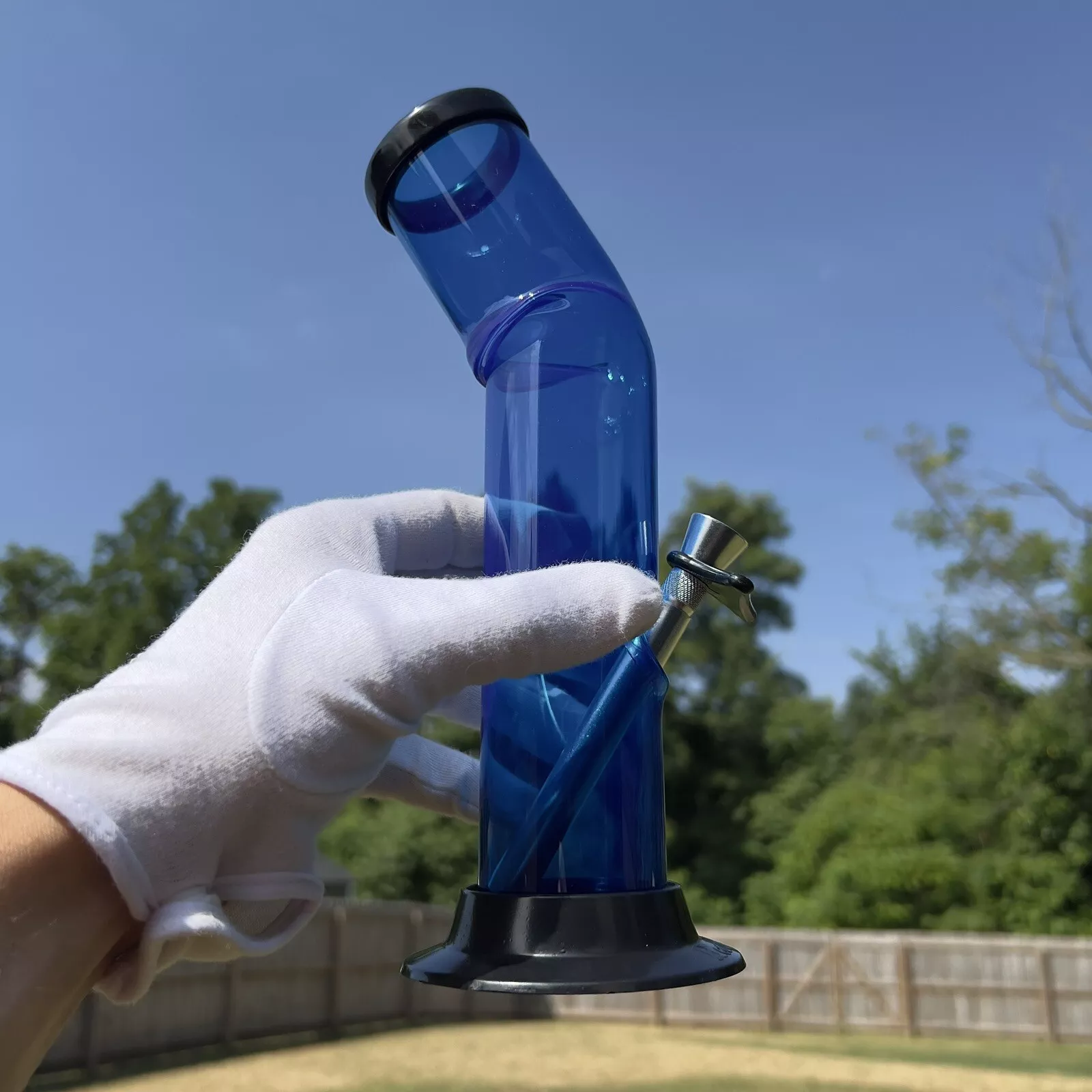 Acrylic bent neck water pipe in blue color.