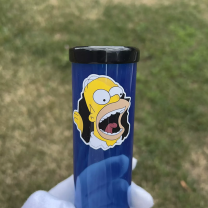 Acrylic Plastic Bong Tall Blue Water Pipe Straight - HUNGRY HOMER - 10"